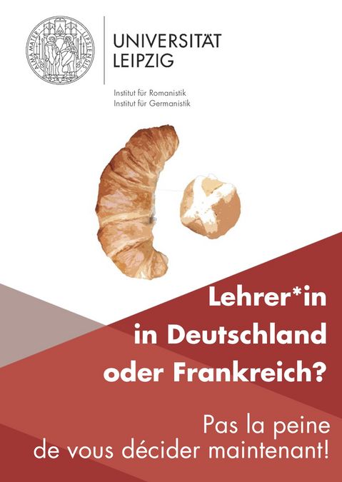 zur Vergrößerungsansicht des Bildes: Das Bild zeigt die Werbepostkarte für den Integrierten Studiengang Leipzig-Lyon, in dem am Institut für Romanistik unter dem Dach der DFH Französisch- und Deutschlehrerinnen und -lehrer ausgebildet werden.
